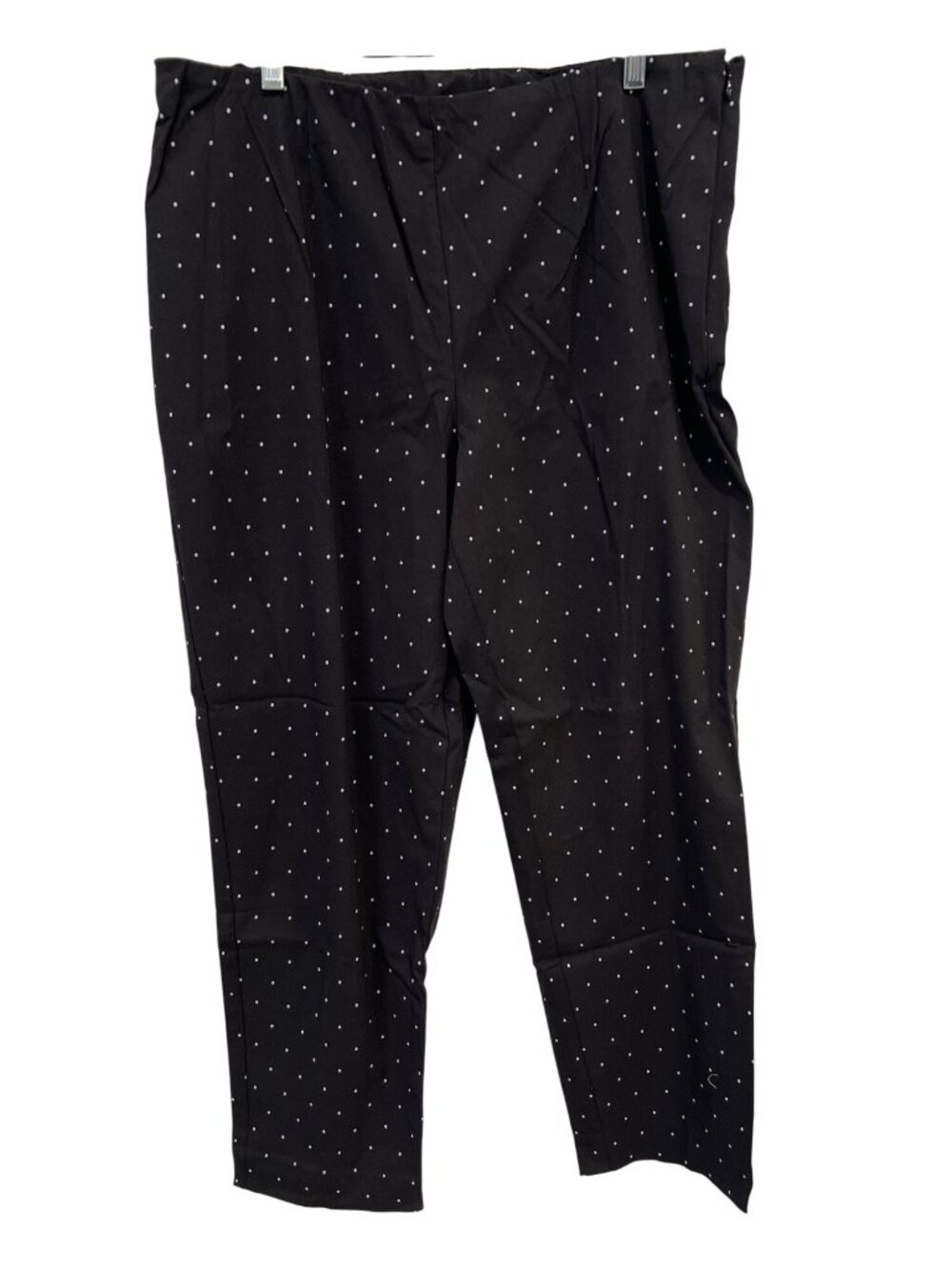 Susan Graver Ankle Pants Size 16 Printed Uptown Stretch Side Zip Slim Leg Black